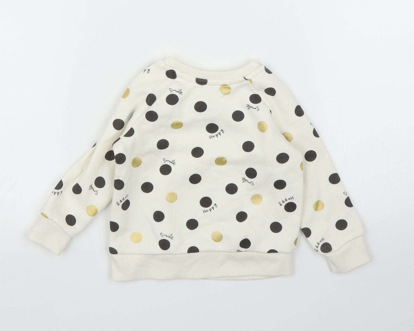 Primark Girls Ivory Polka Dot  Pullover Jumper Size 6-9 Months