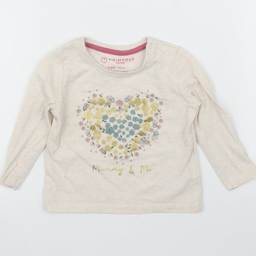 Primark Girls Beige   Basic T-Shirt Size 6-9 Months