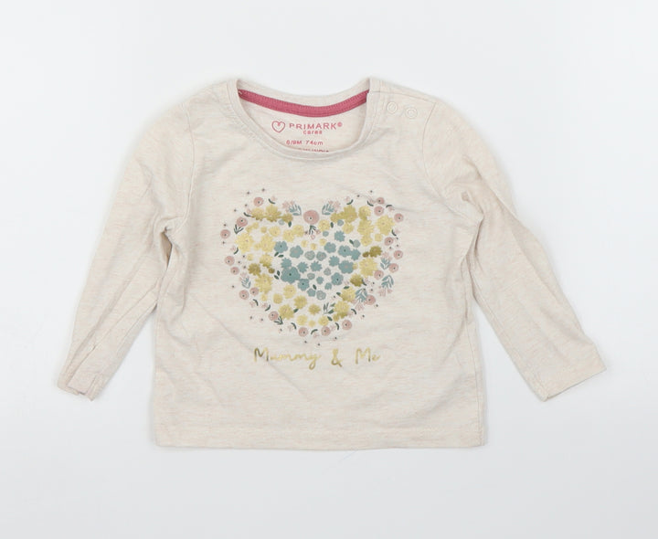 Primark Girls Beige   Basic T-Shirt Size 6-9 Months