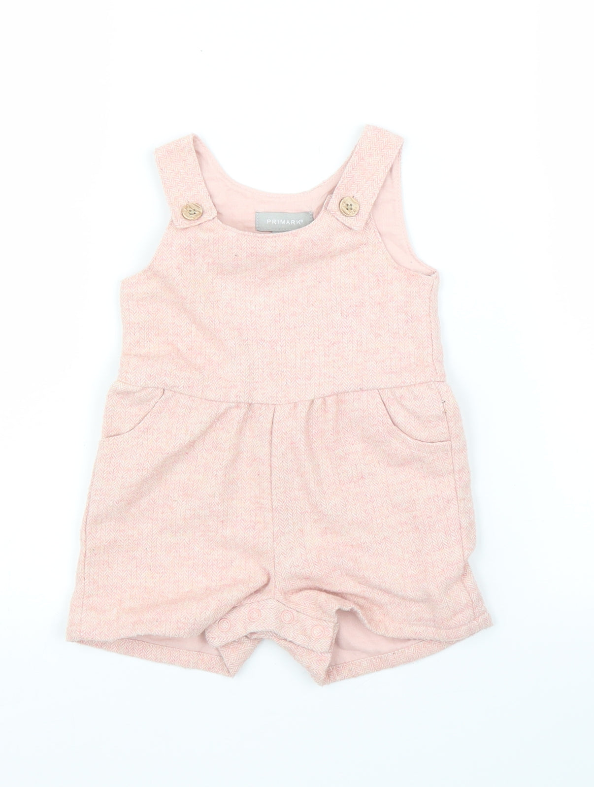 Primark Girls Pink Herringbone  Romper One-Piece Size 6-9 Months