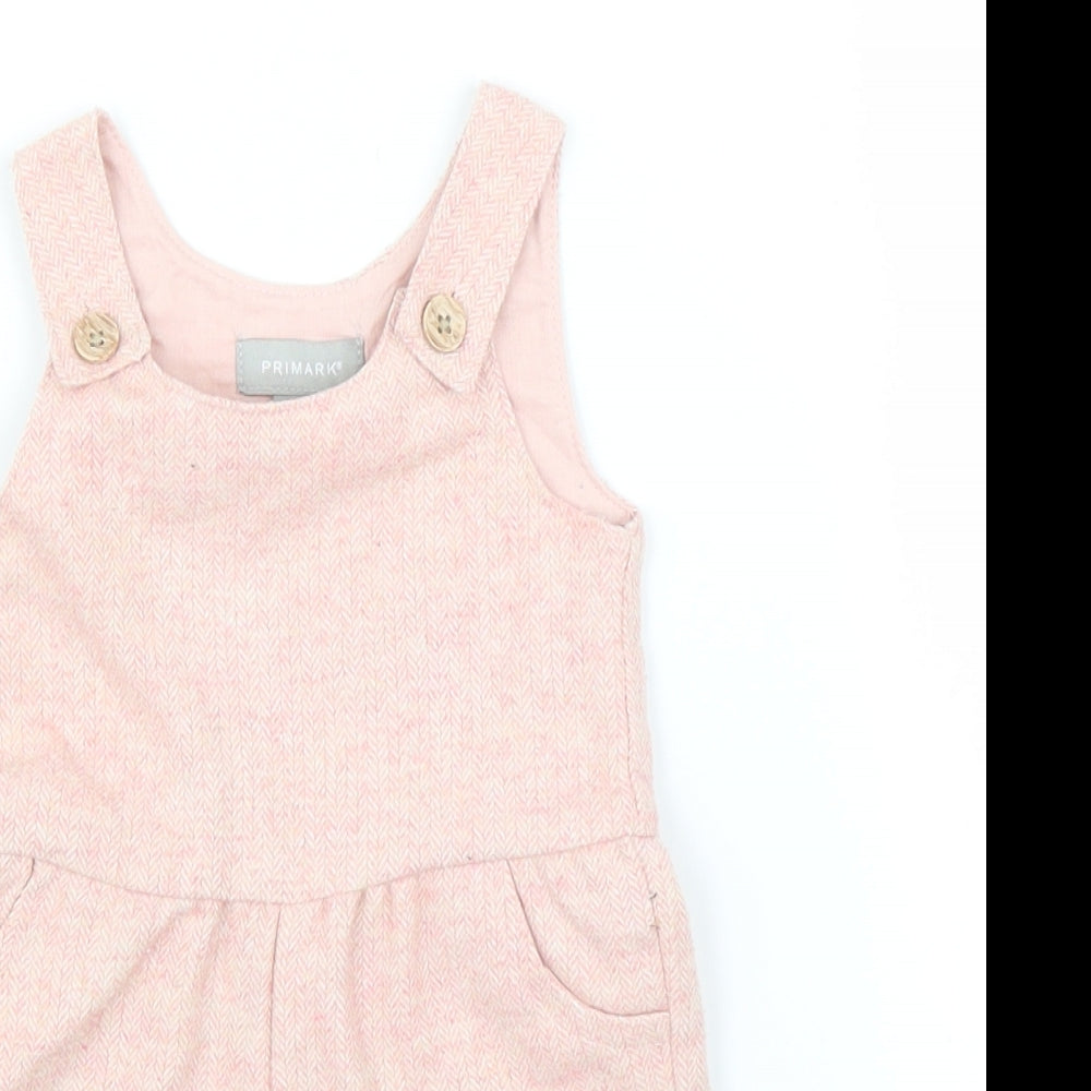 Primark Girls Pink Herringbone  Romper One-Piece Size 6-9 Months