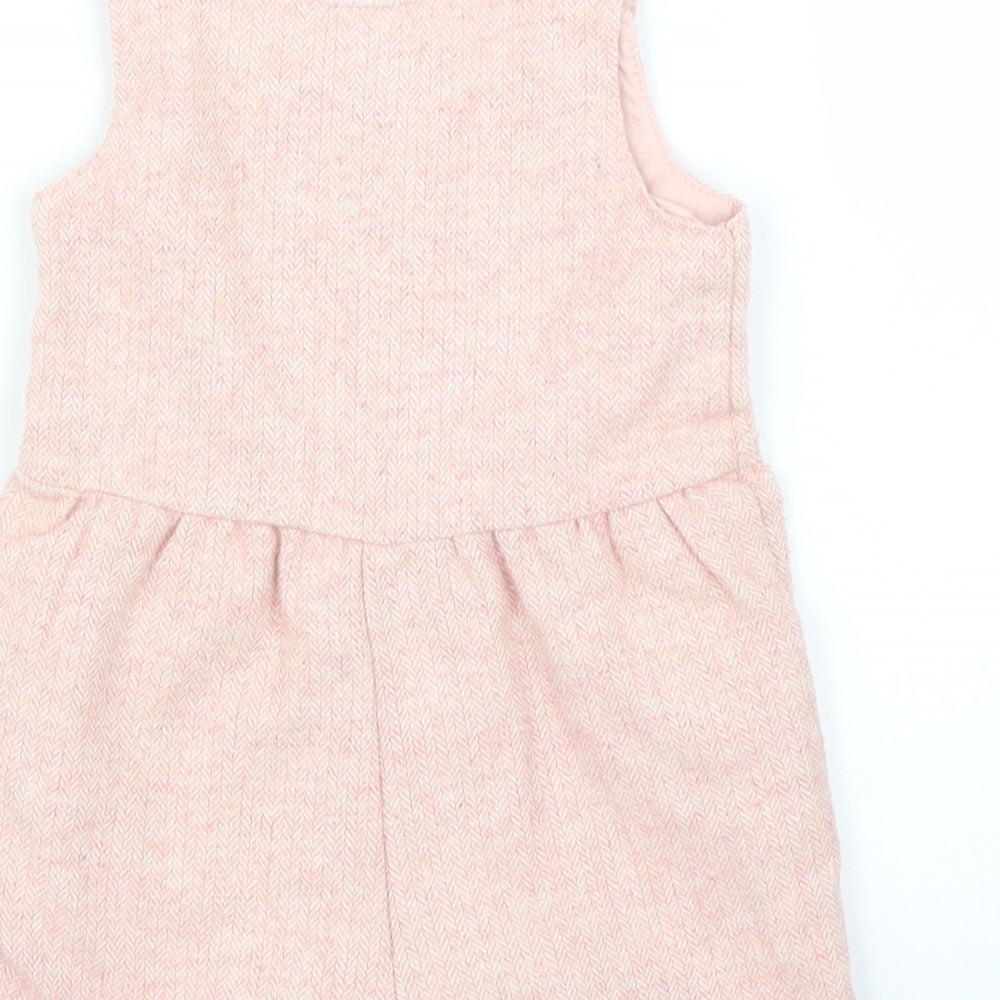 Primark Girls Pink Herringbone  Romper One-Piece Size 6-9 Months