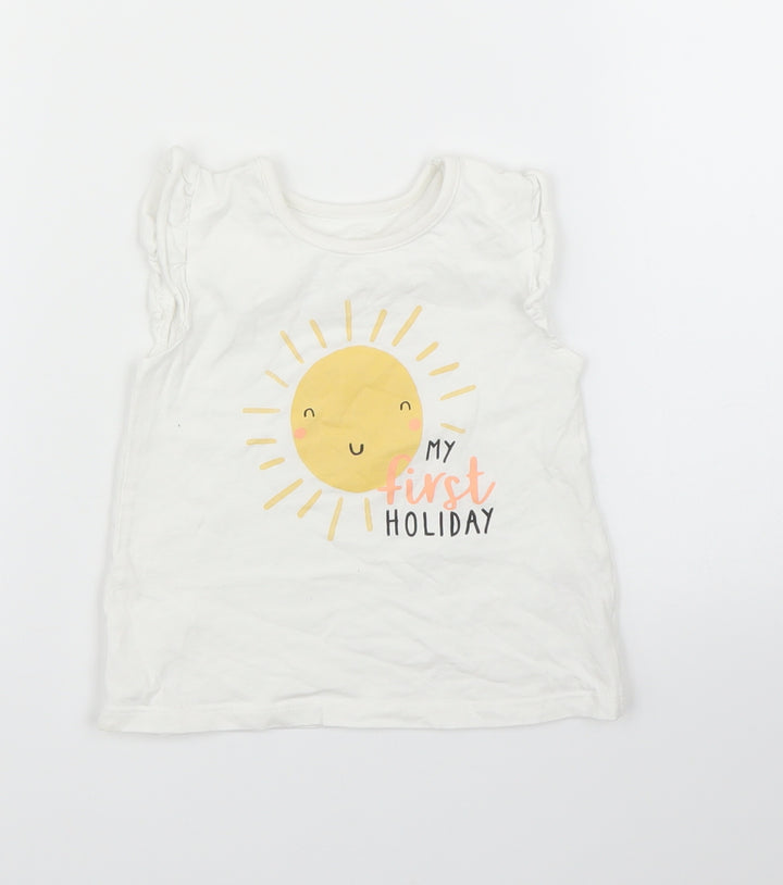 George Girls White   Basic T-Shirt Size 9-12 Months