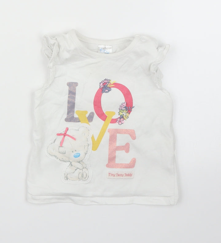 Me To You Girls White Basic T-Shirt Size 9-12 Months