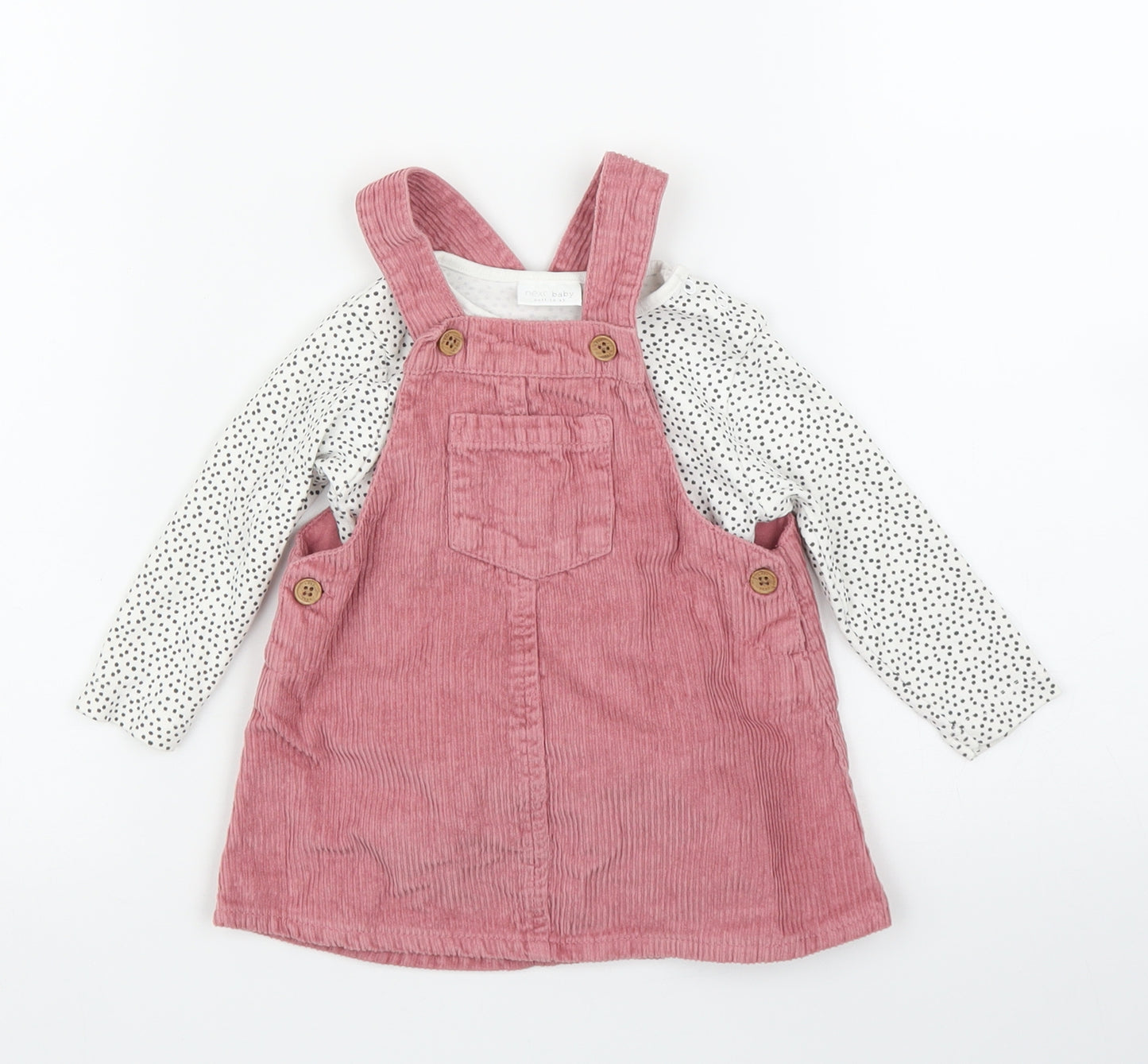NEXT Girls Pink  Corduroy A-Line  Size 6-9 Months  - Babygrow Dress