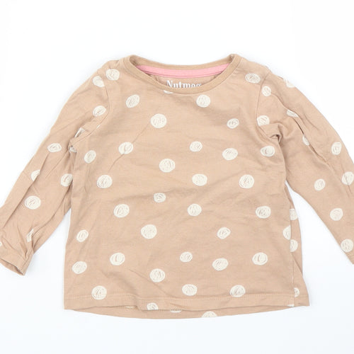 Nutmeg Girls Beige Polka Dot  Basic T-Shirt Size 12-18 Months
