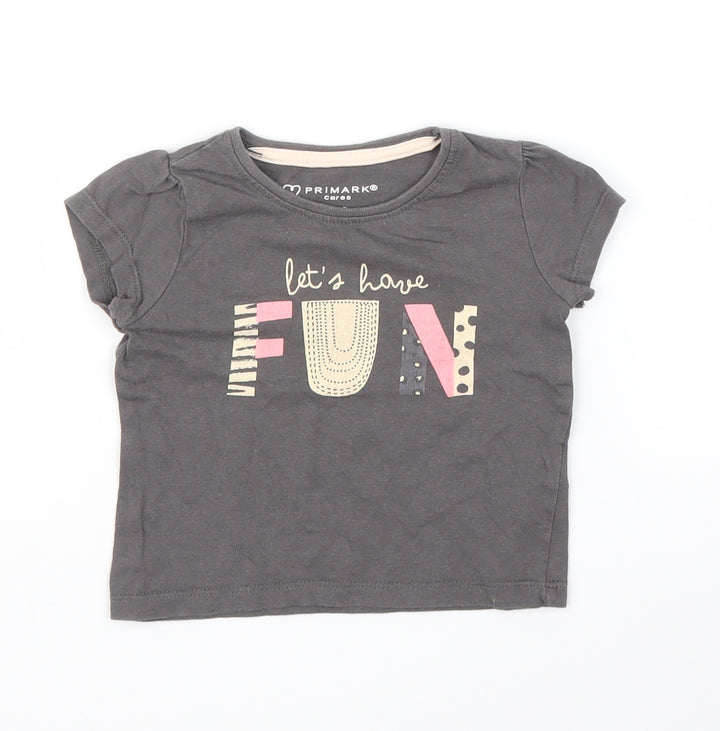 Primark Girls Grey Basic T-Shirt Size 9-12 Months