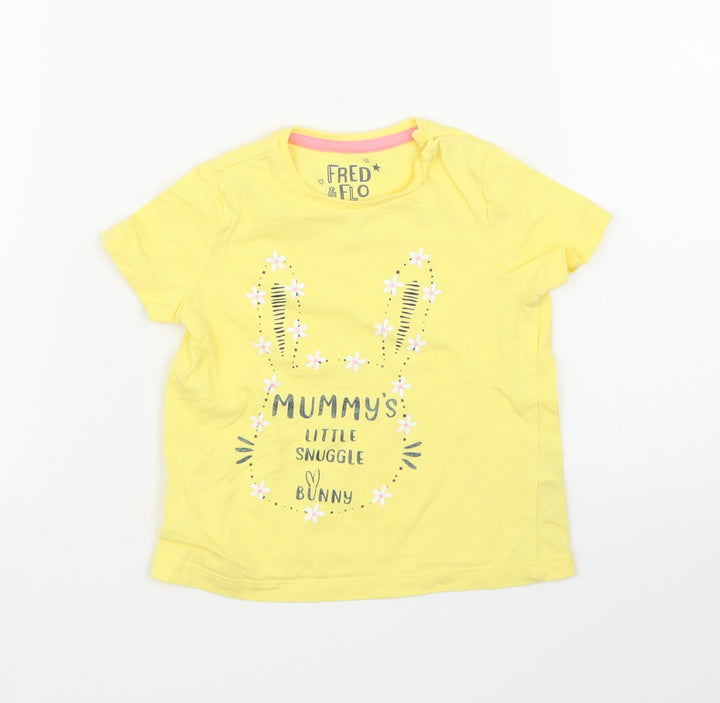 Fred & Flo Girls Yellow   Basic T-Shirt Size 6-9 Months