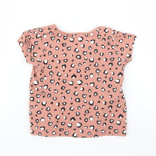 Primark Girls Brown Animal Print  Basic T-Shirt Size 6-9 Months  - Leopard print