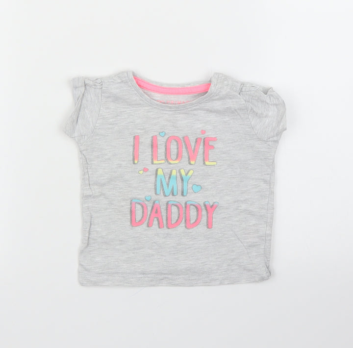 Primark Girls Grey Basic T-Shirt Size 6-9 Months