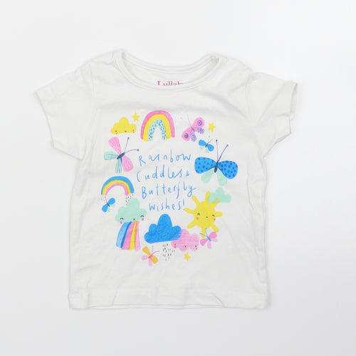 Lullaby Girls White   Basic T-Shirt Size 6-9 Months  - Rainbows