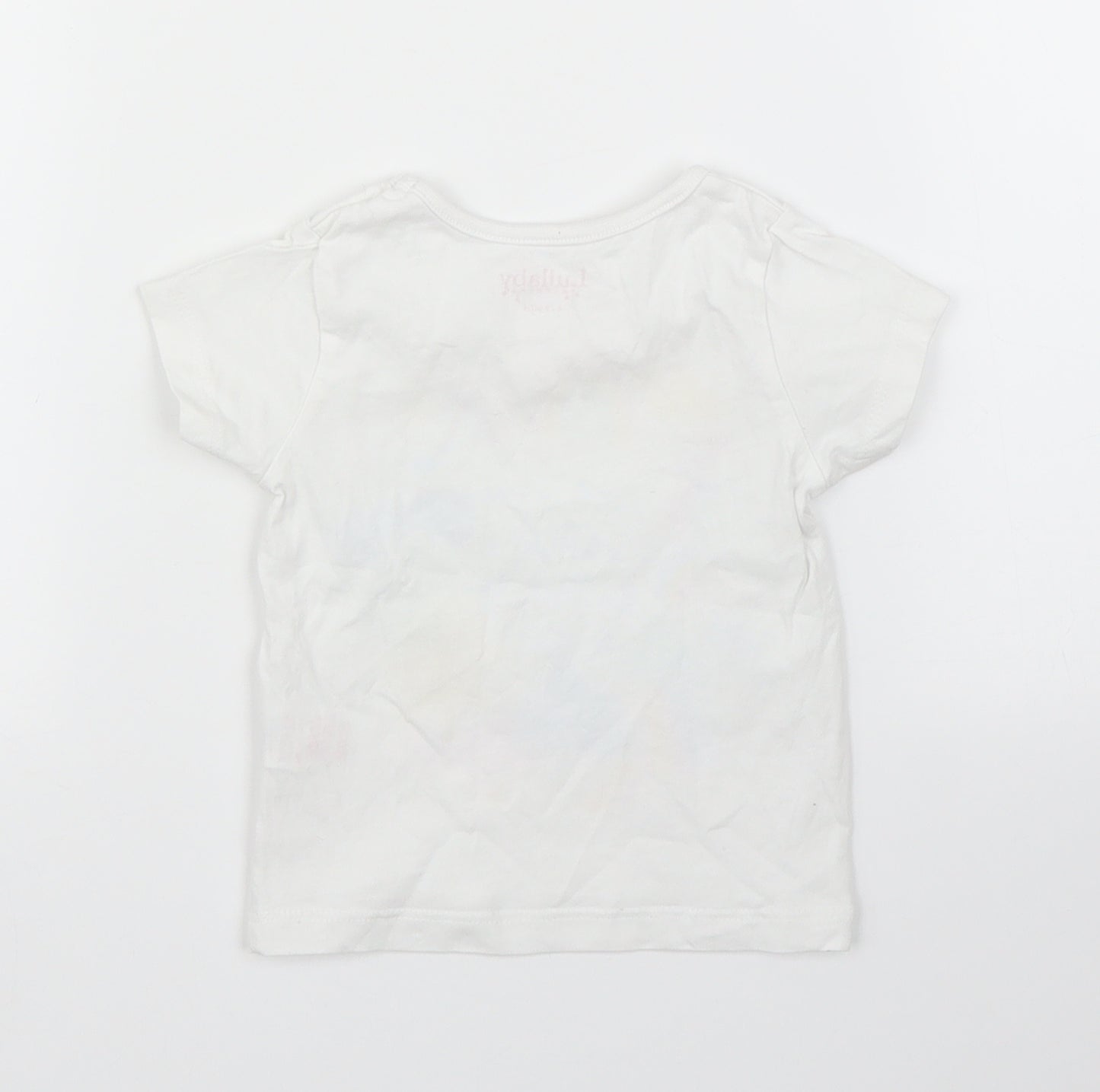 Lullaby Girls White   Basic T-Shirt Size 6-9 Months  - Rainbows