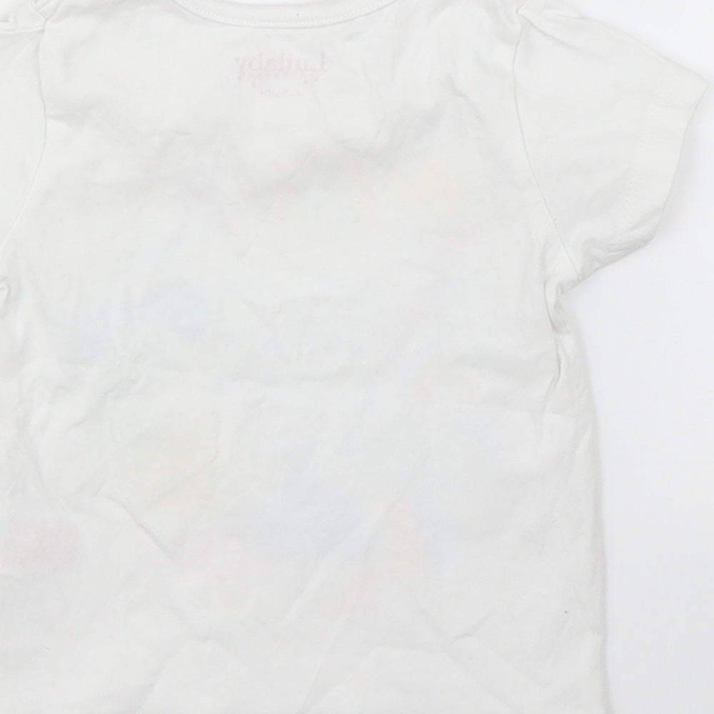 Lullaby Girls White   Basic T-Shirt Size 6-9 Months  - Rainbows