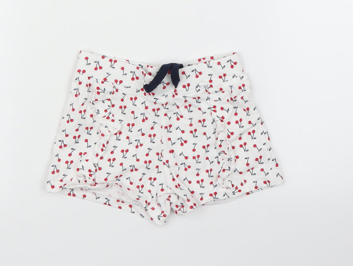 Primark Girls White Capri Leggings Size 9 Months - Cherry, Shorts