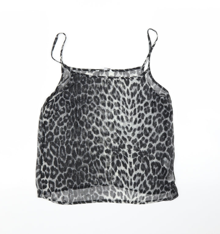 New Look Womens Grey Animal Print  Camisole Blouse Size 10  - Leopard print