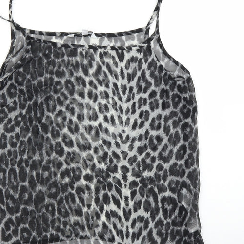 New Look Womens Grey Animal Print  Camisole Blouse Size 10  - Leopard print