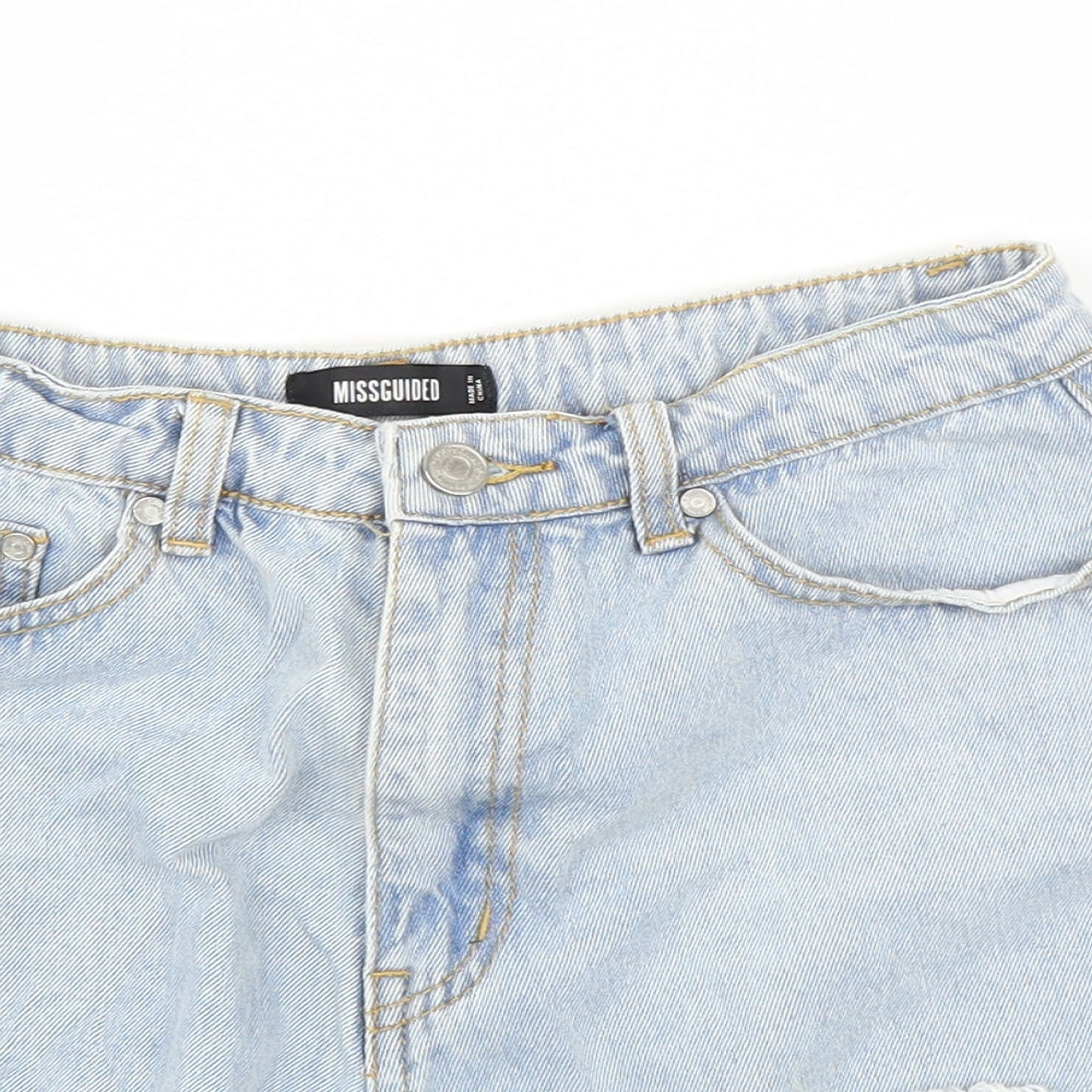Missguided Womens Blue  Denim Cut-Off Shorts Size 8