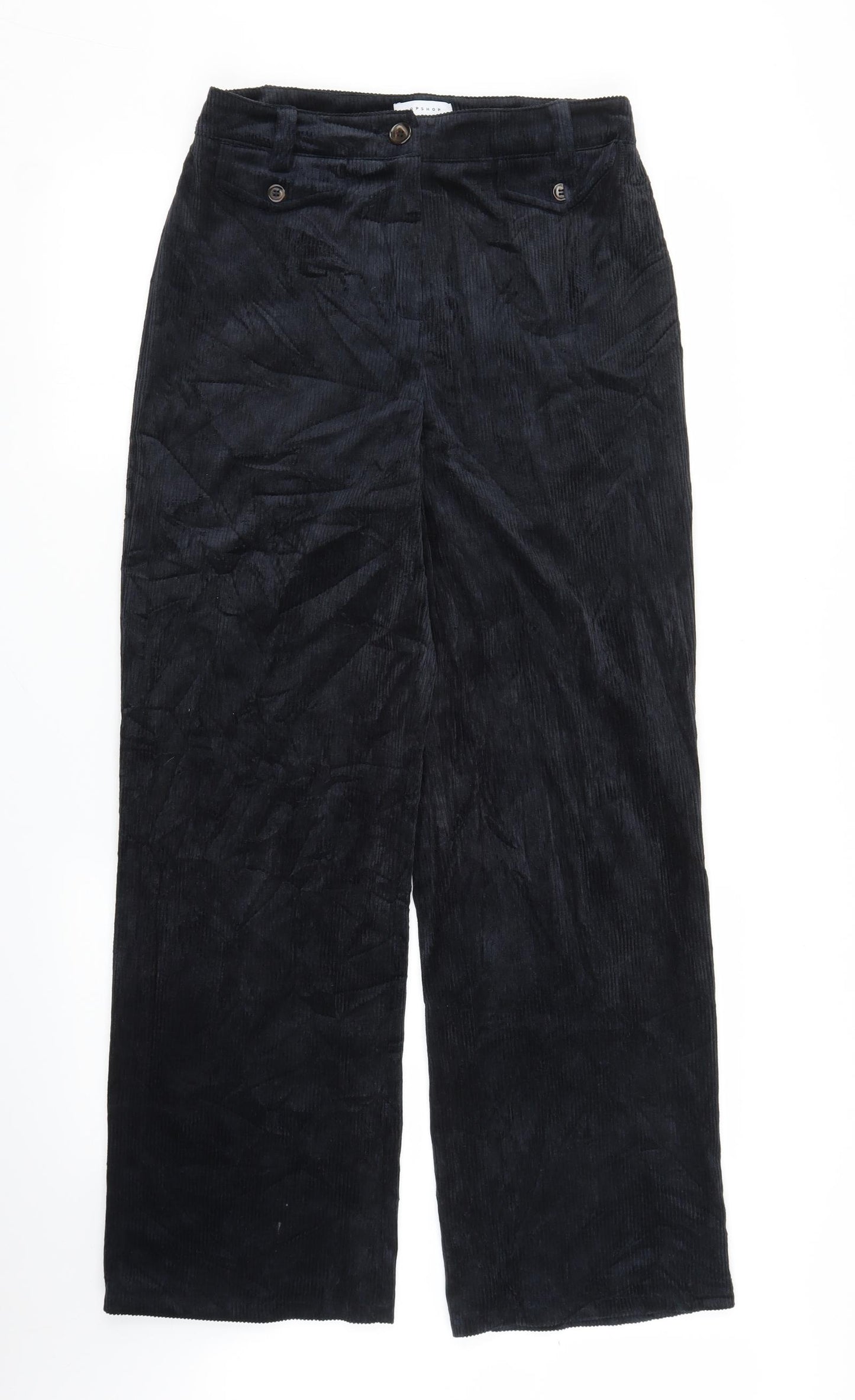 Topshop Womens Blue  Corduroy Straight Jeans Size 10 L29 in
