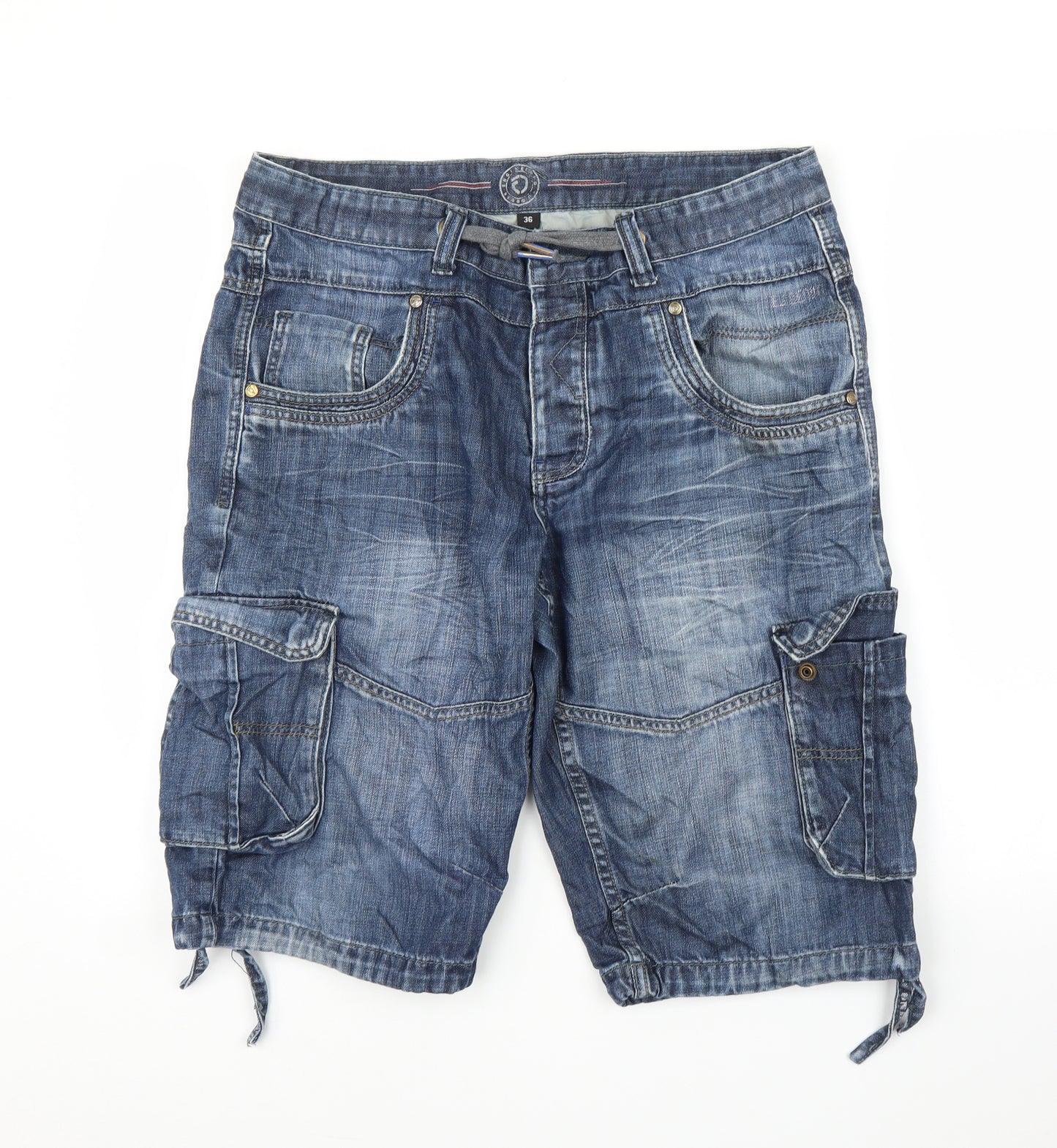 ETO Mens Blue  Denim Cargo Shorts Size 36 in