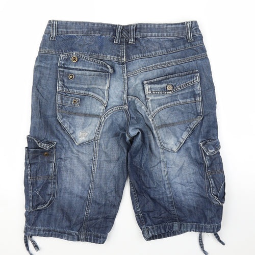 ETO Mens Blue  Denim Cargo Shorts Size 36 in