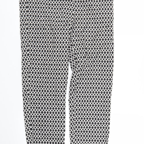 H&M Womens Black Argyle/Diamond  Pedal Pusher Trousers Size 8 L26 in