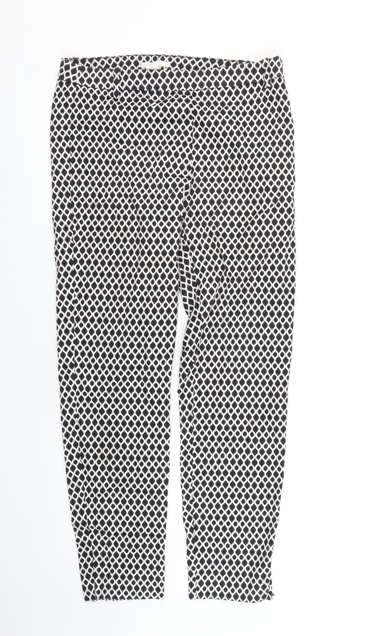 H&M Womens Black Argyle/Diamond  Pedal Pusher Trousers Size 8 L26 in