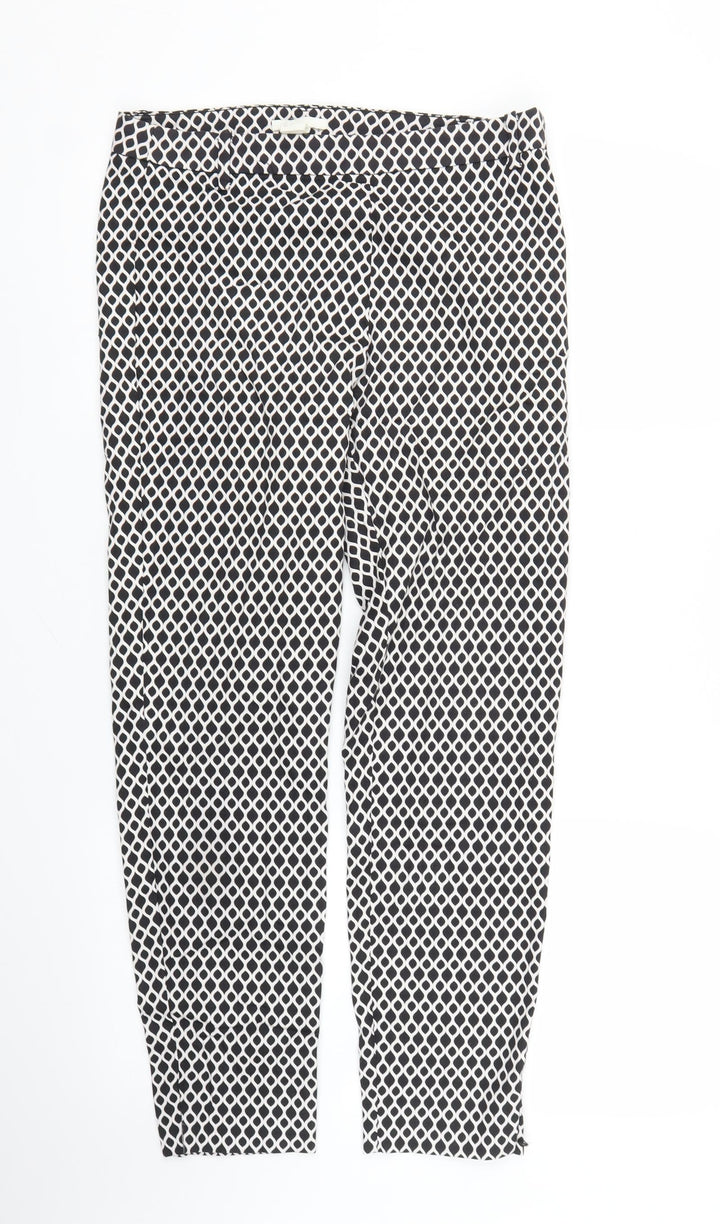H&M Womens Black Argyle/Diamond  Pedal Pusher Trousers Size 8 L26 in