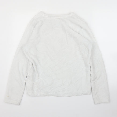 Matalan Womens White  Fleece Top Pyjama Top Size M  - Love Heart