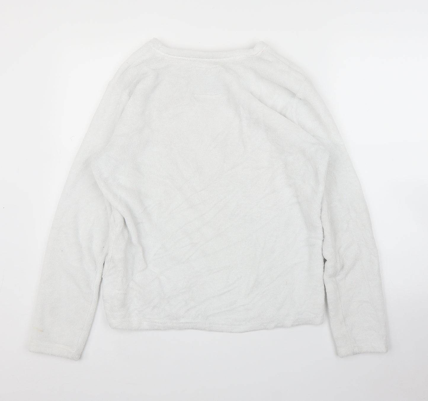 Matalan Womens White  Fleece Top Pyjama Top Size M  - Love Heart