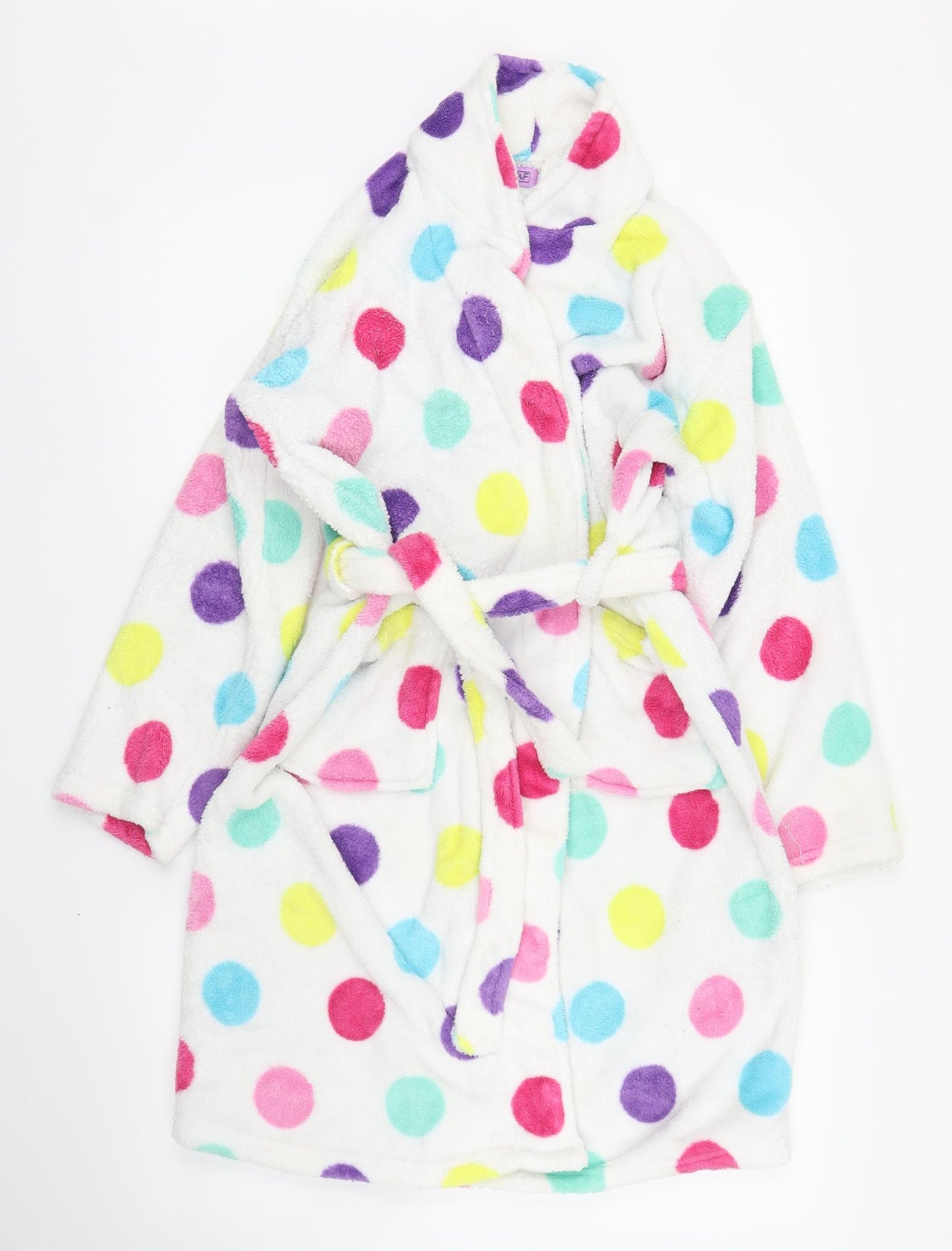 F&F Girls White Polka Dot  Capri Robe Size 11 Years
