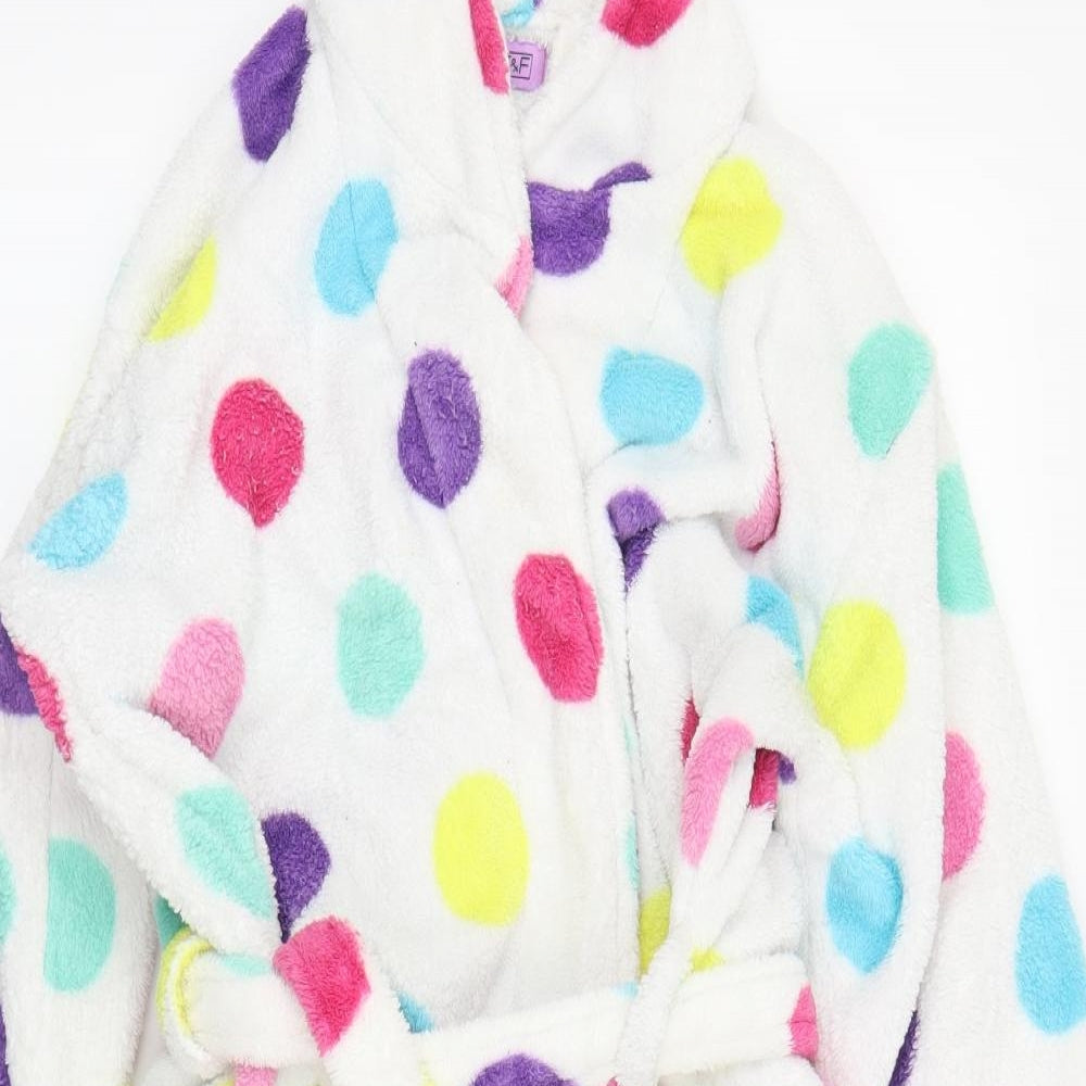 F&F Girls White Polka Dot  Capri Robe Size 11 Years
