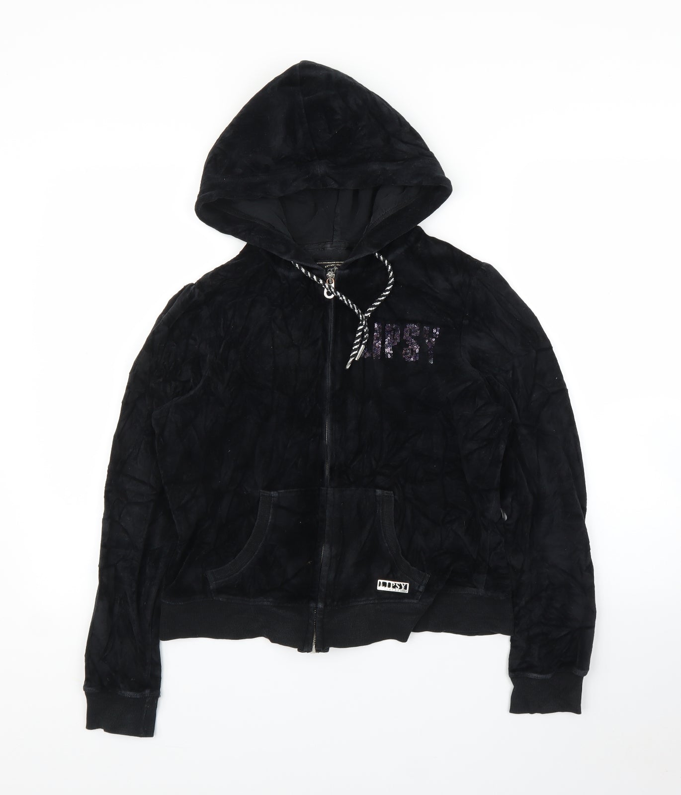 Lipsy Womens Black  Corduroy Full Zip Hoodie Size 14