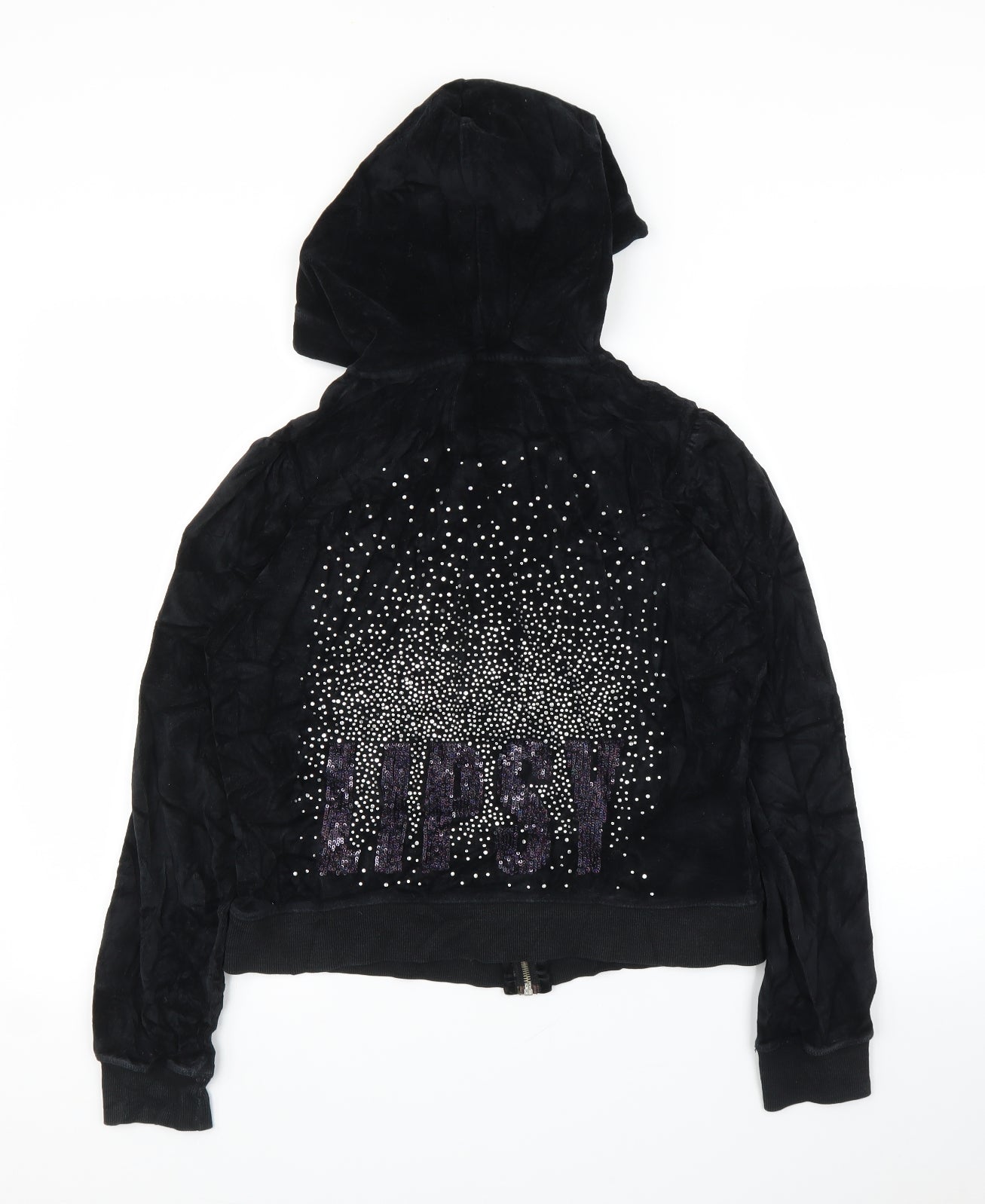 Lipsy Womens Black  Corduroy Full Zip Hoodie Size 14