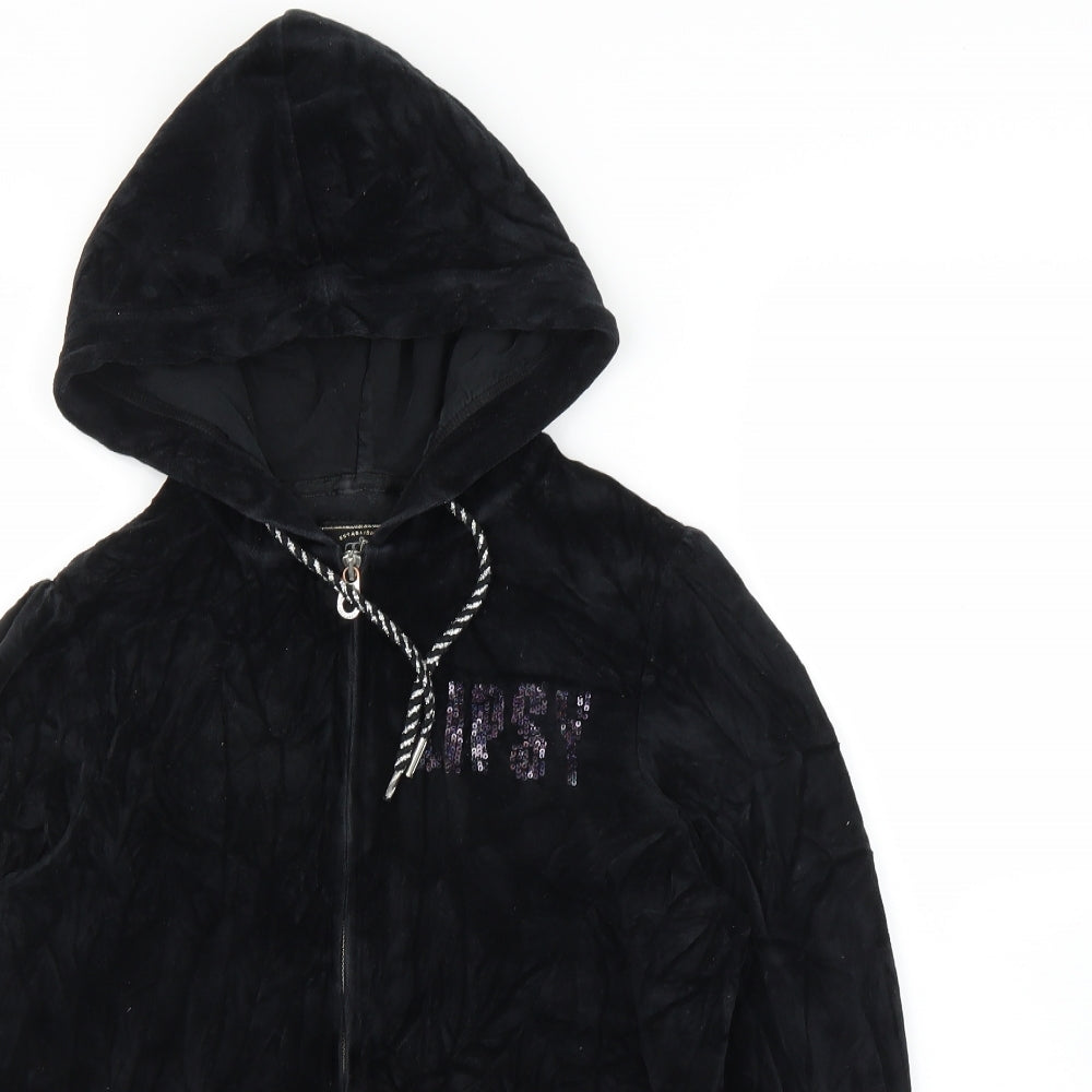 Lipsy Womens Black  Corduroy Full Zip Hoodie Size 14