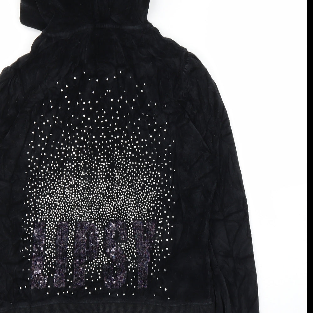 Lipsy Womens Black  Corduroy Full Zip Hoodie Size 14