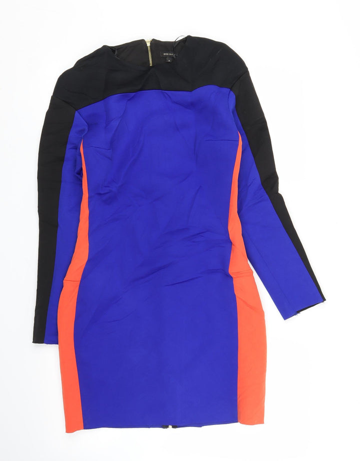 River Island Womens Blue Colourblock  Sheath  Size 8