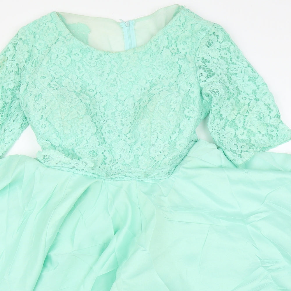 Helin Womens Green Floral  Ball Gown  Size 16
