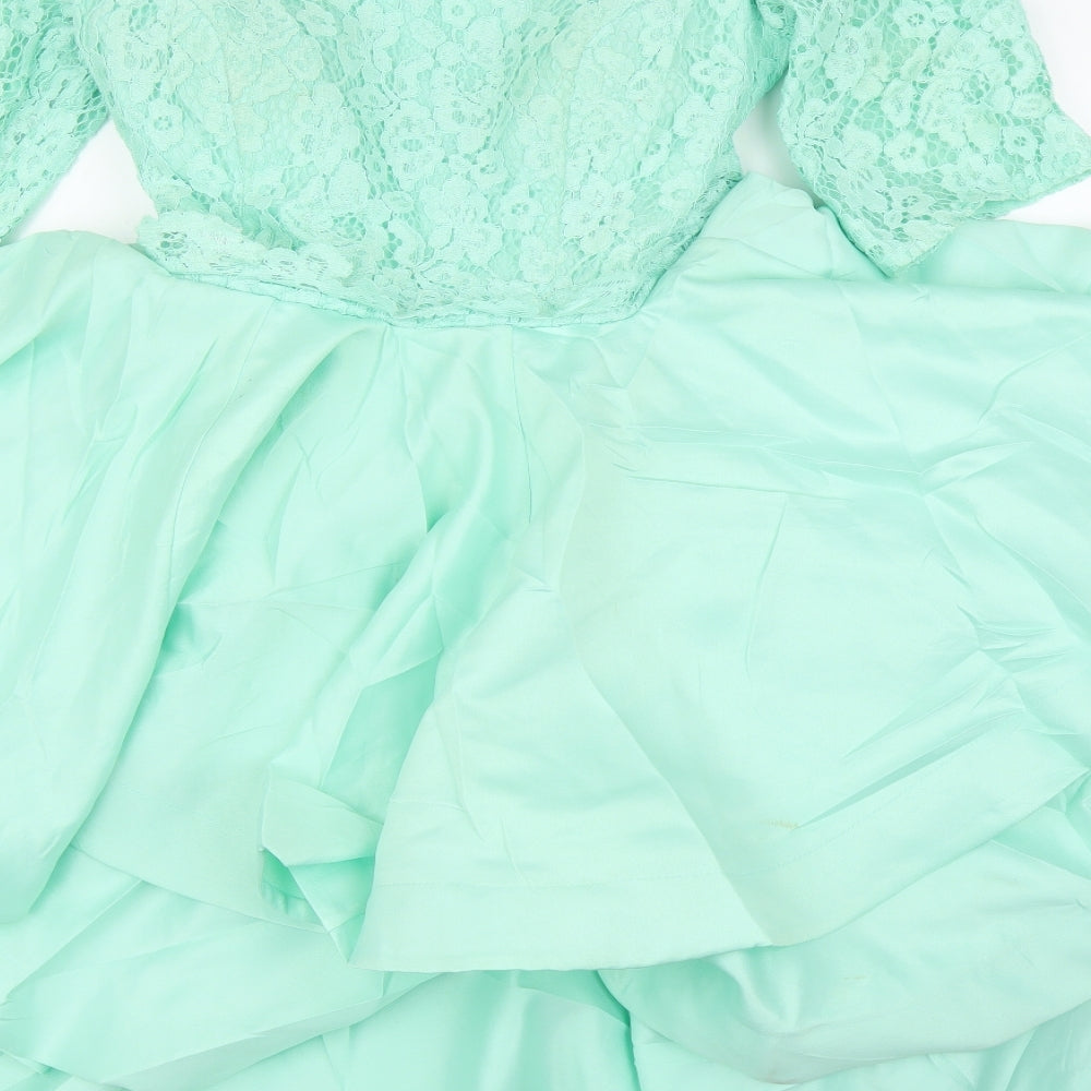 Helin Womens Green Floral  Ball Gown  Size 16