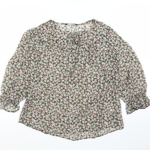George Womens Beige Floral  Basic Blouse Size 16