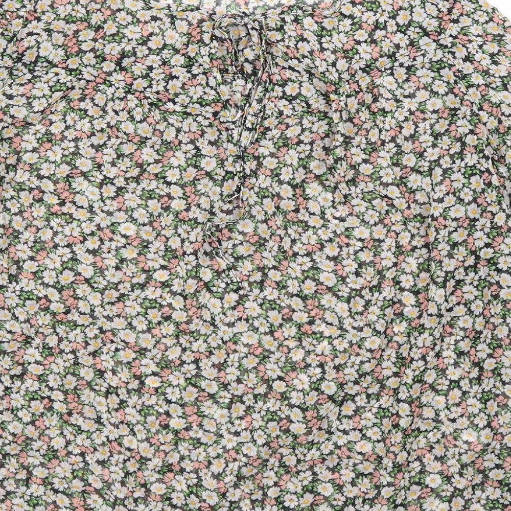 George Womens Beige Floral  Basic Blouse Size 16