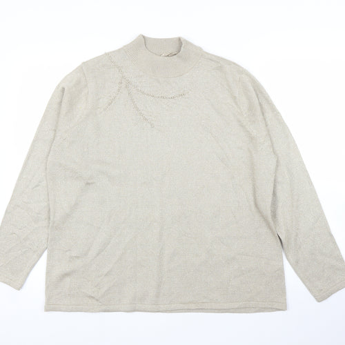 BM Womens Gold   Pullover Jumper Size L  - Pearls