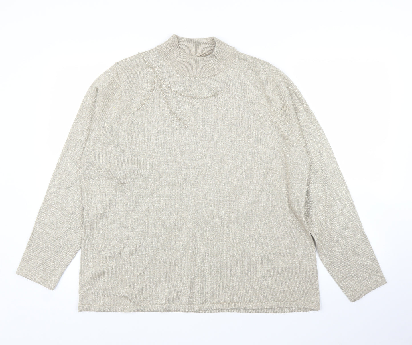 BM Womens Gold   Pullover Jumper Size L  - Pearls