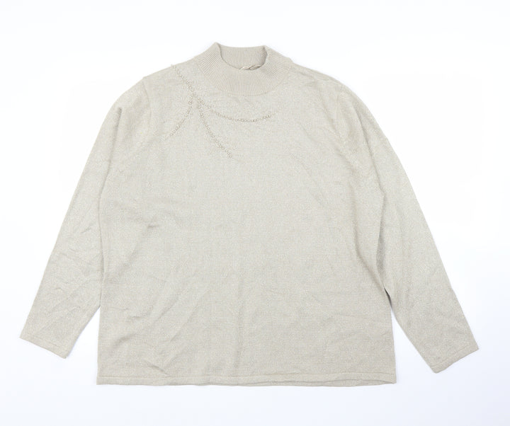 BM Womens Gold   Pullover Jumper Size L  - Pearls