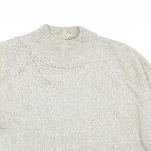 BM Womens Gold   Pullover Jumper Size L  - Pearls
