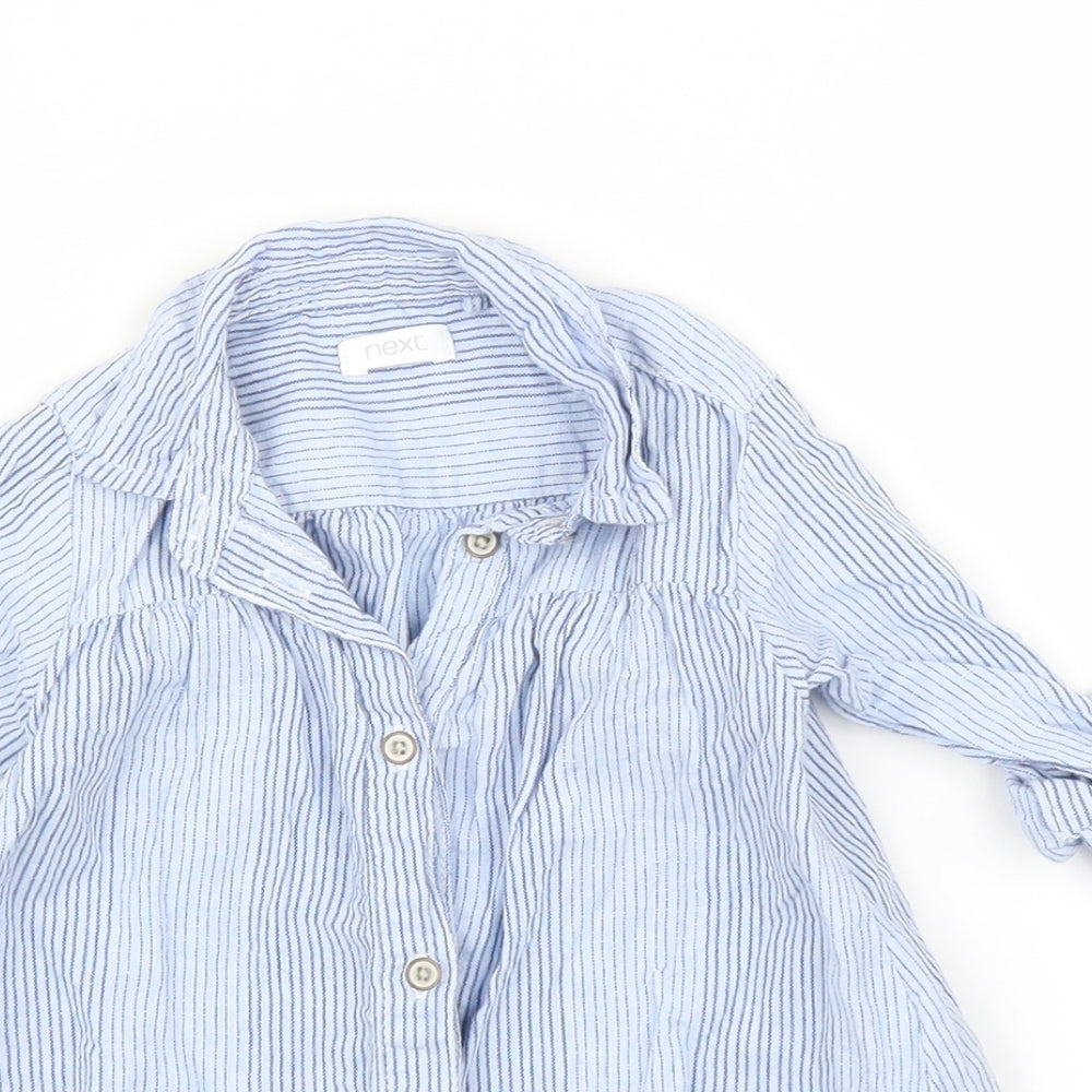 NEXT Girls Blue Striped  Tunic Blouse Size 9-12 Months