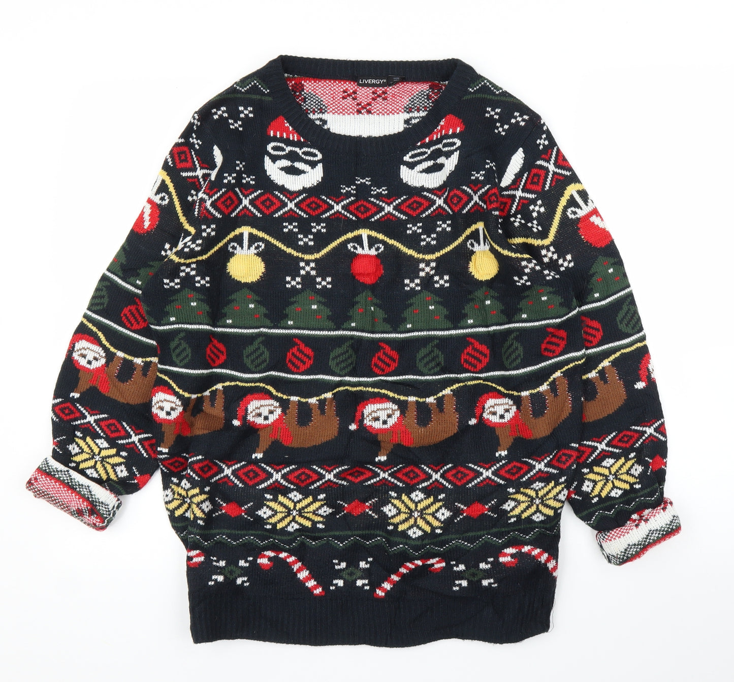 Livergy Mens Blue Fair Isle  Pullover Jumper Size S  - Battery power lights, Christmas