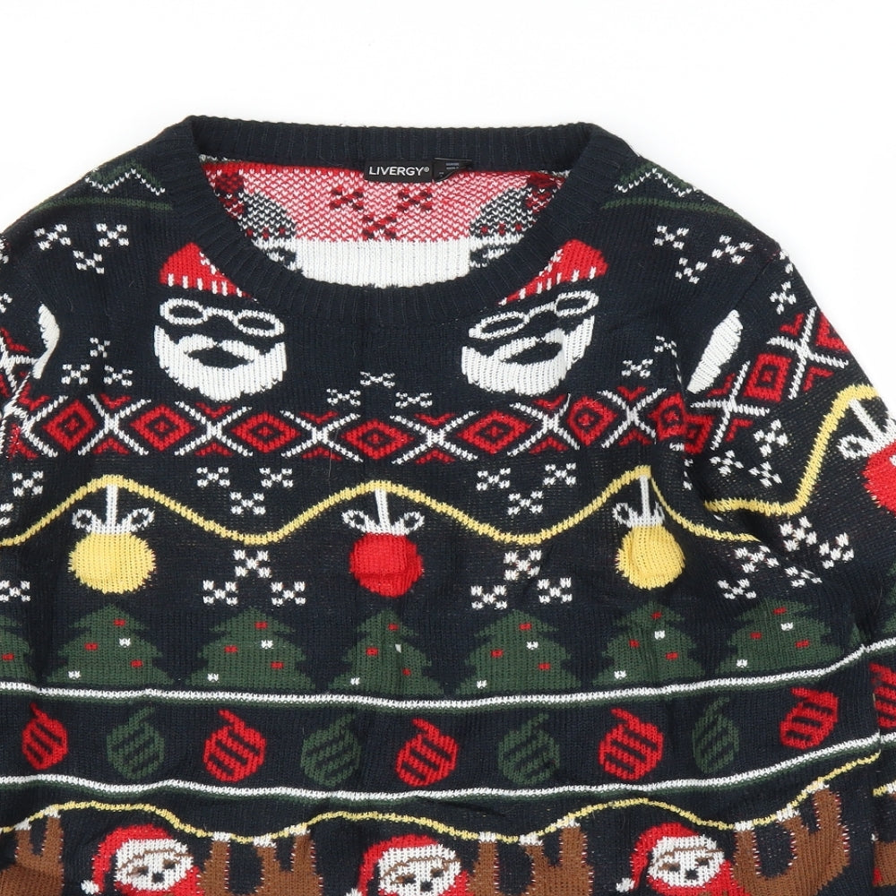 Livergy Mens Blue Fair Isle  Pullover Jumper Size S  - Battery power lights, Christmas