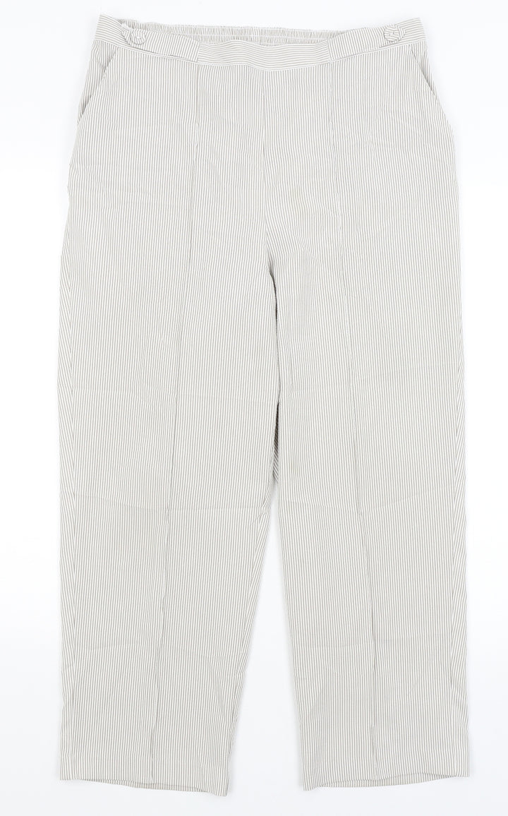 BM Womens Beige Striped Trousers Size 14 L25 in