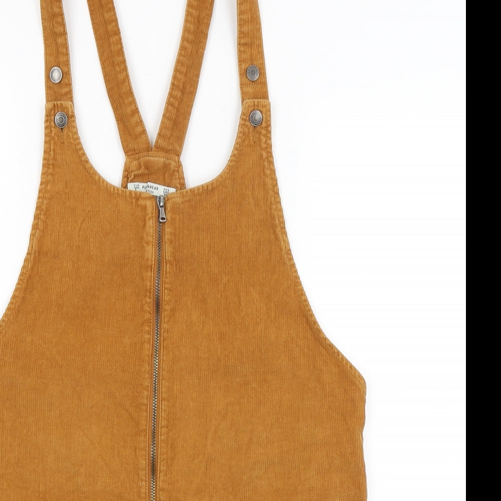 Pull & Bear Womens Orange   Pinafore/Dungaree Dress  Size L