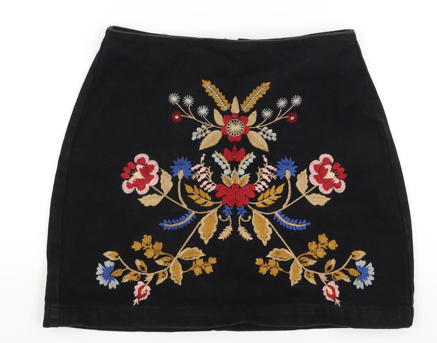 Topshop Womens Black Floral  Mini Skirt Size 6